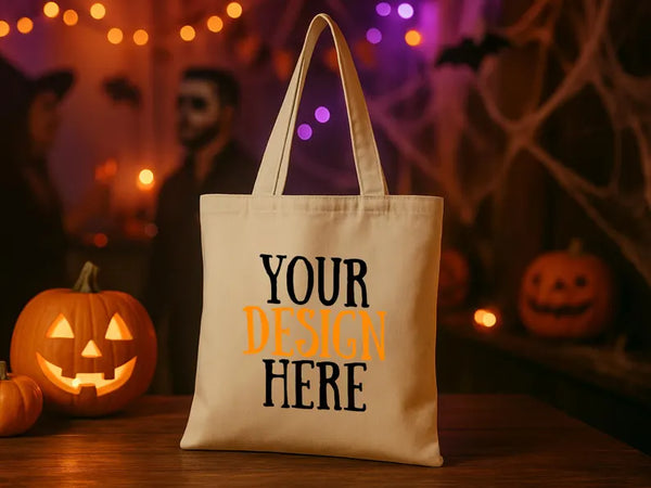 Trick or Treat Halloween Bag – Custom Reusable Cotton Tote, Personalized Candy Bag