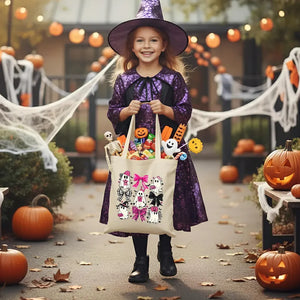 Personalized Halloween Bags – Custom Trick or Treat Cotton Tote with 12 Designs