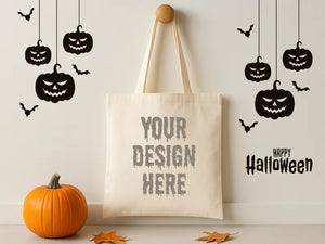 Personalized Halloween Tote Bag – Custom Trick or Treat Bag with Pumpkin Design