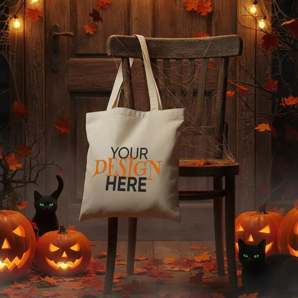 Personalized Halloween Bags – Custom Trick or Treat Cotton Tote with 12 Designs