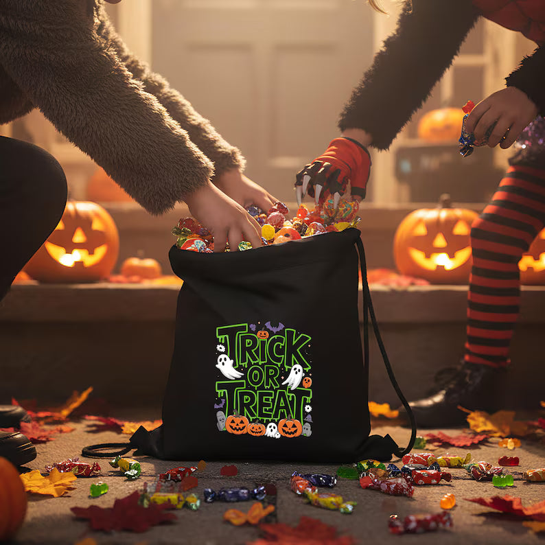Halloween Drawstring Candy Bags – Custom Trick or Treat Bags with 12 Designs