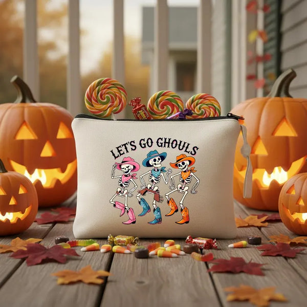 Personalized Halloween Makeup Bag – Custom Zipper Pouch with 12 Spooky Designs