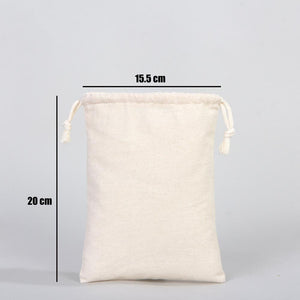 Wholasale Pouches  6"W x 8"H (15x20 cm) Cotton Muslin Bags - 100% Organic Cotton Double Drawstring - Non-Printed Cotton Muslin