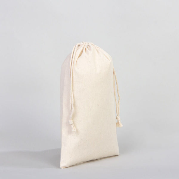 Wholesale Cotton Pouch Bags -  8"W x 12"H (20 cm x 30 cm) Double Drawstring Pouch Bags  - Cotton Vegetables Pouch Bag - Storage Cloth Bag