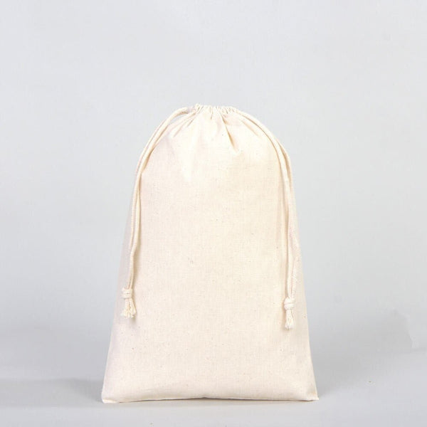 Wholesale Cotton Pouch Bags -  8"W x 12"H (20 cm x 30 cm) Double Drawstring Pouch Bags  - Cotton Vegetables Pouch Bag - Storage Cloth Bag