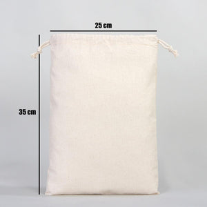 Wholesale 10"W x 14"H (25 cm x 35 cm)" Organic Cotton Pouch Bags -  Bulk Organic Cotton Double Drawstring Pouch Bags - No Print Cotton Pouch