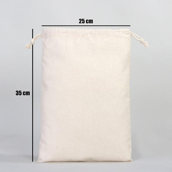 Wholesale 10"W x 14"H (25 cm x 35 cm)" Organic Cotton Pouch Bags -  Bulk Organic Cotton Double Drawstring Pouch Bags - No Print Cotton Pouch