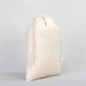 Wholesale 10"W x 14"H (25 cm x 35 cm)" Organic Cotton Pouch Bags -  Bulk Organic Cotton Double Drawstring Pouch Bags - No Print Cotton Pouch