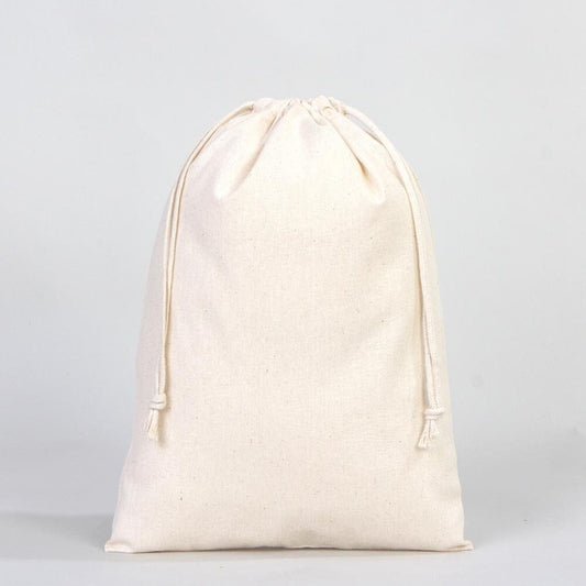 Wholesale 10"W x 14"H (25 cm x 35 cm)" Organic Cotton Pouch Bags -  Bulk Organic Cotton Double Drawstring Pouch Bags - No Print Cotton Pouch