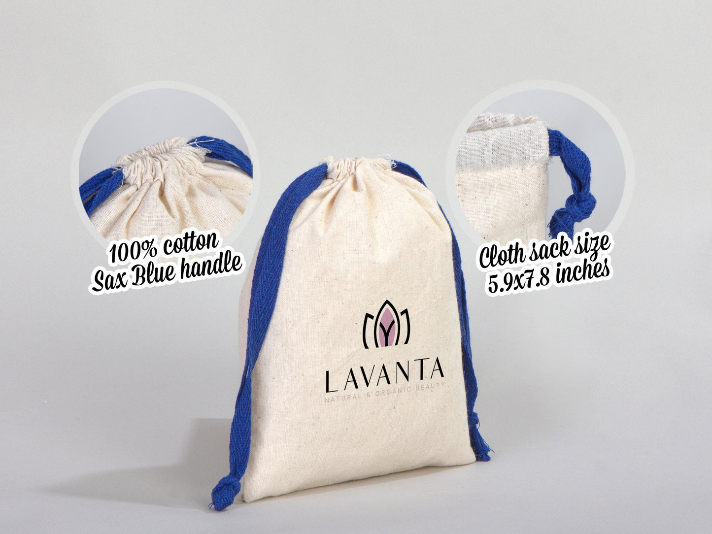 Muslin Drawsting Bags -  6"W x 8"H (15 cm x 20 cm)  - Navy blue Great For Packing And Wrapping - Organic Cotton Pouch Bag - Bridal shower Bag