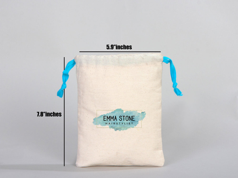 Turquoise Drawstring Custom Muslin Bags 6"W x 8"H  (15 cm x 20 cm)  Organic Cotton Pouch Bag, Bridal Shower Bag, Favor Bag, Drawstring Pouches