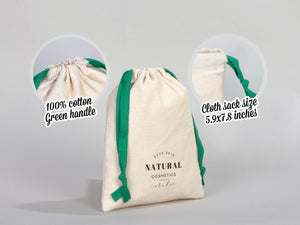 Green Drawstring Pouches 6"W x 8"H (15.5 cm x 20 cm), Great For Packing And Wrapping, Organic Cotton Pouch Bag, Bridal Shower Bag, Custom Bag