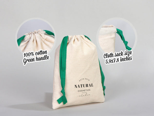 Green Drawstring Pouches 6"W x 8"H (15.5 cm x 20 cm), Great For Packing And Wrapping, Organic Cotton Pouch Bag, Bridal Shower Bag, Custom Bag