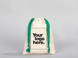 Green Drawstring Pouches 6"W x 8"H (15.5 cm x 20 cm), Great For Packing And Wrapping, Organic Cotton Pouch Bag, Bridal Shower Bag, Custom Bag