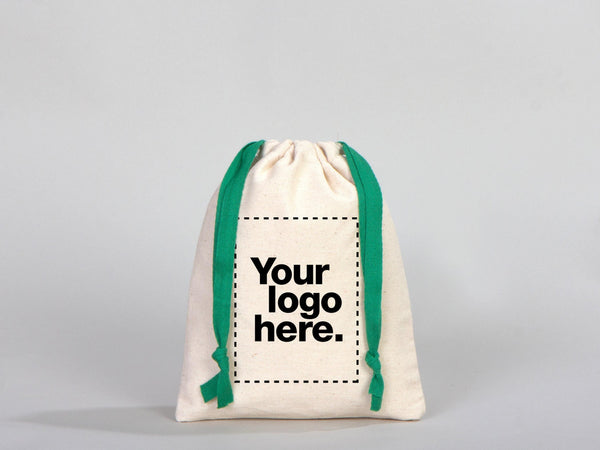 Green Drawstring Pouches 6"W x 8"H (15.5 cm x 20 cm), Great For Packing And Wrapping, Organic Cotton Pouch Bag, Bridal Shower Bag, Custom Bag