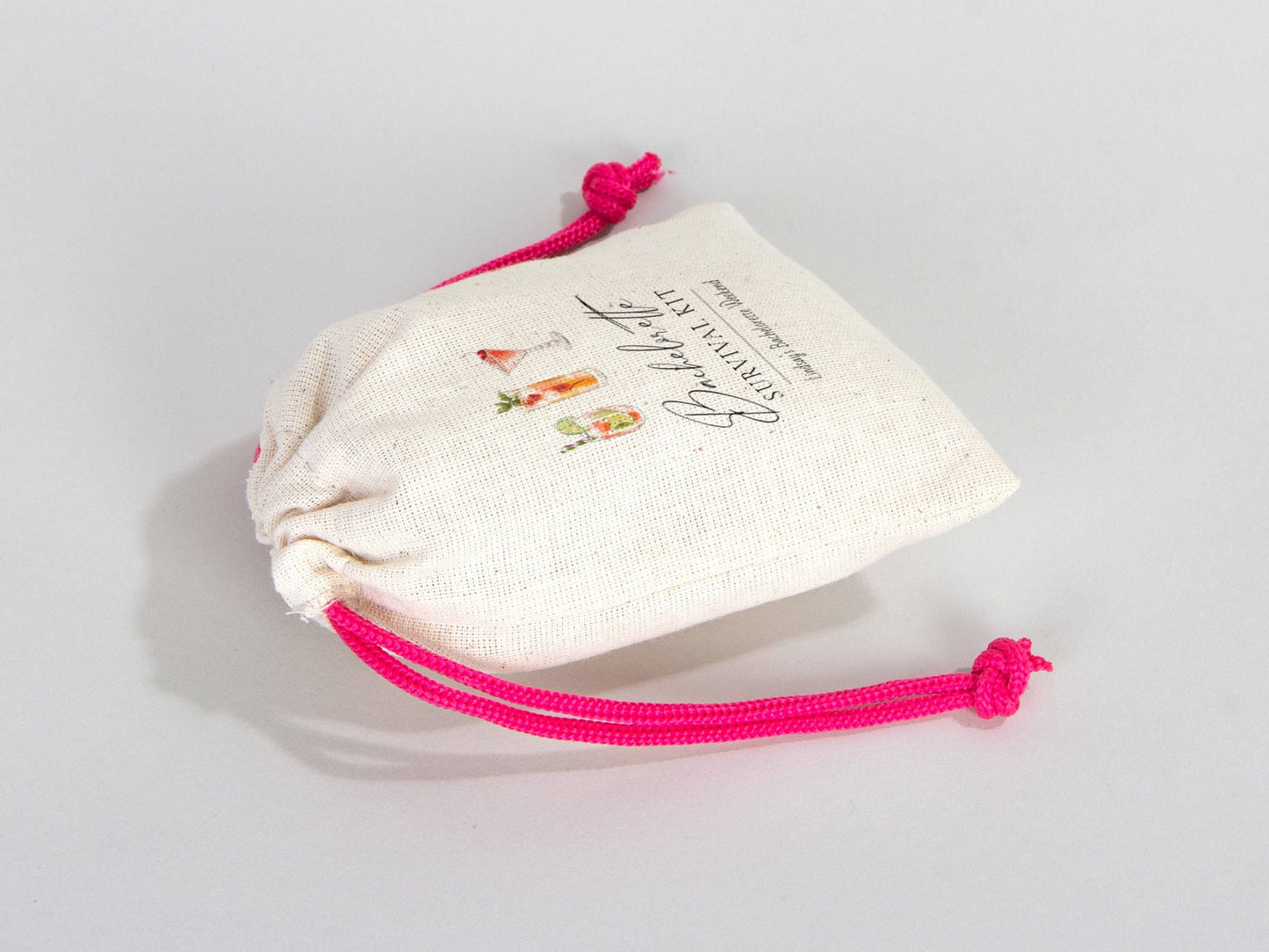 Pink Drawstring Custom Pouch Bags, 4"W x 5"H (10 cm x 13 cm) Great For Wedding And Bachelorette Party Favor Bags, Organic Cotton Pouch Bag, Bridal Shower Bag