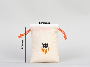 Drawstring Muslin Bags with Orange Handle – 4"W x 5"H (10 x 13 cm) – Hangover Kit Bag, Party Favor Bags, Bachelorette Gift, Jewelry Pouch