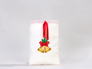Personalized Logo Printed Cotton Bags – 8 W x  12 H  (20 cm " x 30 cm ") Red Double Drawstring Pouch Bags,  Custom Party Favor Bags for Bridal Gifts