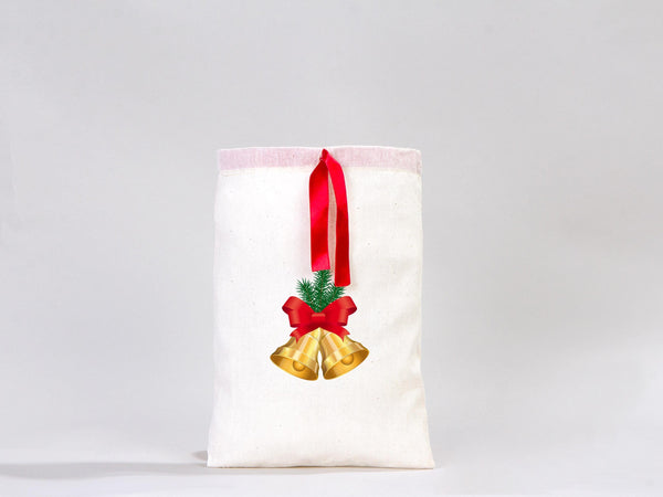 Personalized Logo Printed Cotton Bags – 8 W x  12 H  (20 cm " x 30 cm ") Red Double Drawstring Pouch Bags,  Custom Party Favor Bags for Bridal Gifts