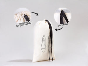 Custom Logo Printed Cotton Bags, 8"W x 12"H (20 x 30 cm)  Bridal Gifts, Black Double Drawstring Pouch Bags, Party Favor Bags