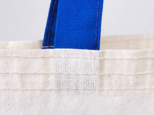 Custom Cotton Tote Bag with Saks Blue Handles – 14"x16" Eco-Friendly Logo Bag