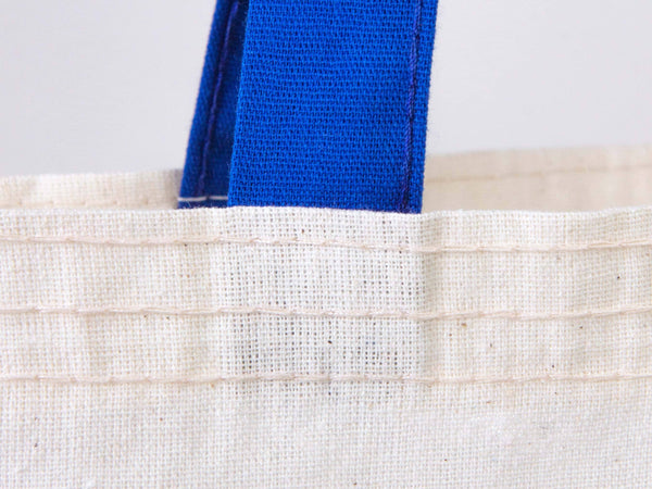 Custom Cotton Tote Bag with Saks Blue Handles – 14"x16" Eco-Friendly Logo Bag