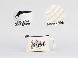 Custom Coin Purse, 5"W x 3"H (12 cm x 8 cm) Zippered Coin Pouch Bag, Linen Coin Purse with Zipper, Promotional Pouch