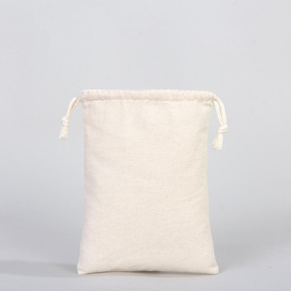 Wholasale Pouches  6"W x 8"H (15x20 cm) Cotton Muslin Bags - 100% Organic Cotton Double Drawstring - Non-Printed Cotton Muslin