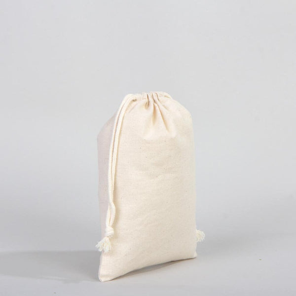 Wholasale Pouches  6"W x 8"H (15x20 cm) Cotton Muslin Bags - 100% Organic Cotton Double Drawstring - Non-Printed Cotton Muslin