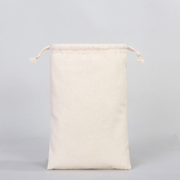 Wholesale Cotton Pouch Bags -  8"W x 12"H (20 cm x 30 cm) Double Drawstring Pouch Bags  - Cotton Vegetables Pouch Bag - Storage Cloth Bag