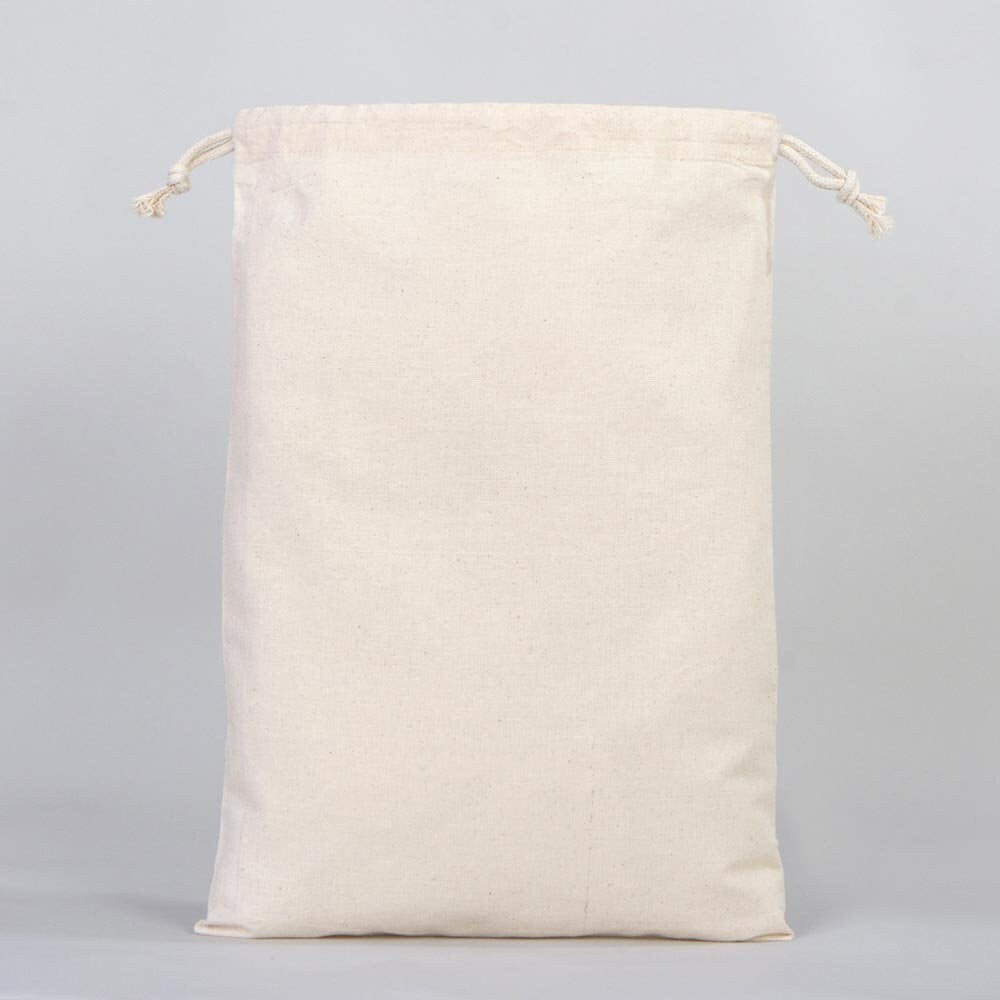 Cotton Pouch Bags  5"W x 6"H (12 cm x 16 cm) -  Organic Cotton Double Drawstring Pouch Bags -  No Print Wholesale Cotton Bags