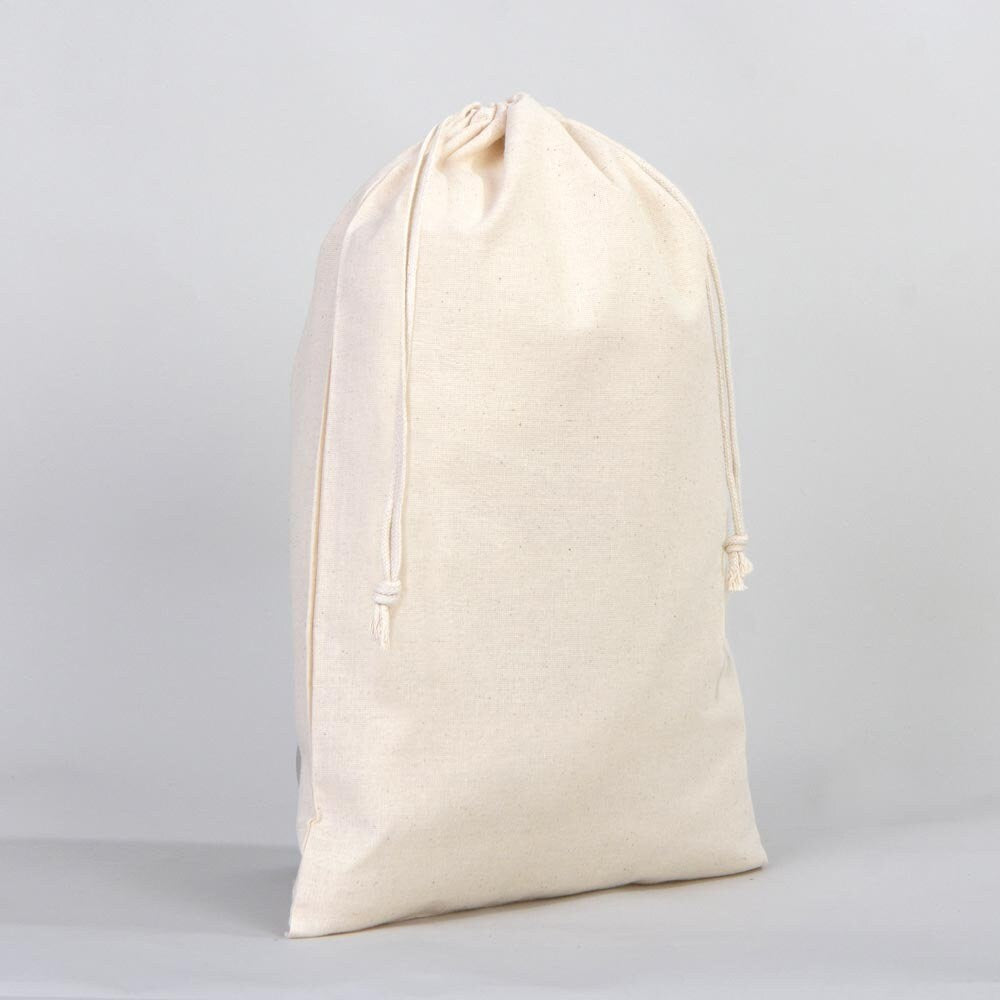 Cotton Pouch Bags  5"W x 6"H (12 cm x 16 cm) -  Organic Cotton Double Drawstring Pouch Bags -  No Print Wholesale Cotton Bags