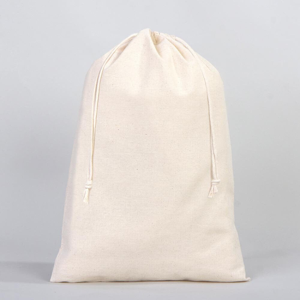 Cotton Pouch Bags  5"W x 6"H (12 cm x 16 cm) -  Organic Cotton Double Drawstring Pouch Bags -  No Print Wholesale Cotton Bags