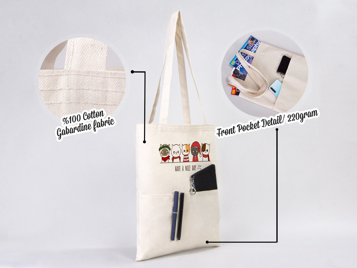 Custom Tote Bag  14"W x 16"H (35 cm x 40 cm) - Wholesale Cotton Bags with Your Logo  - Shopping Bag Print - Cotton Canvas Tote