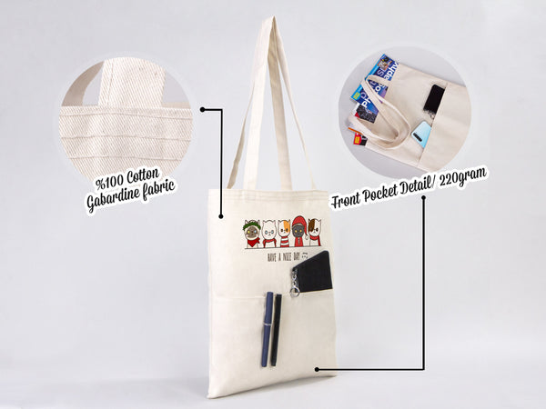 Custom Tote Bag 14"W x 16"H – Wholesale Cotton Shopping Bag with Logo Print