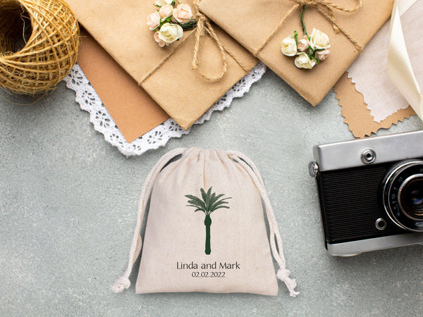 Wedding Welcome Pouch Bags – Personalized Cotton Drawstring Bridal Favors