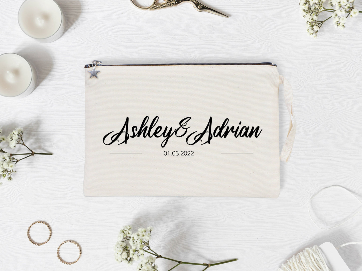 Wedding clutch bag - 10"W x 7"H (25 cm x 18 cm)  Custom Cotton Clutch Bags - Wedding cotton clutch gift - Clutch Wedding Eco friendly Clutch bag