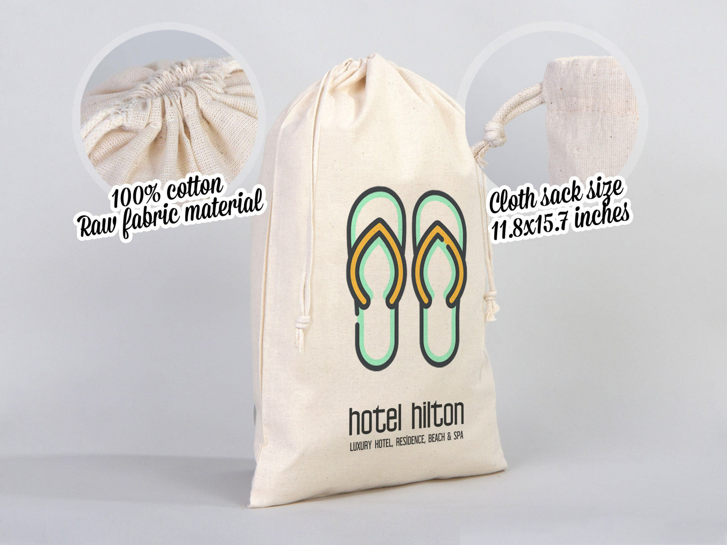 Cotton bags with Drawstring  12"W x 16"H (30 cm x 40 cm)  Personalzed Cotton bags, Custom Muslin Bags