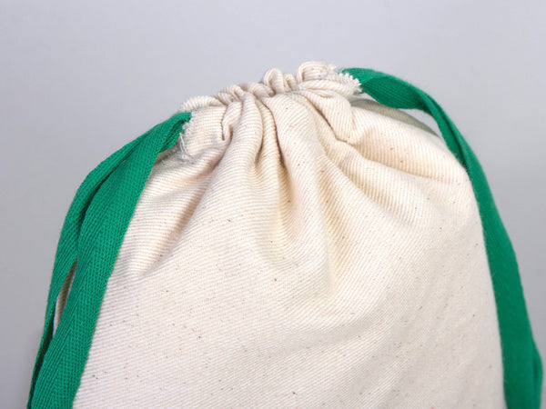 Green Drawstring Pouches 6"W x 8"H (15.5 cm x 20 cm), Great For Packing And Wrapping, Organic Cotton Pouch Bag, Bridal Shower Bag, Custom Bag
