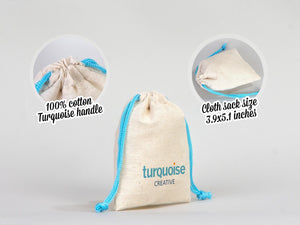 Turquoise Drawstring Custom Cotton Pouch 4"W x 5"H (10 cm x 13 cm), Great For Packing And Wrapping, Cotton Pouch Bag, Bridal shower Bag, Favor Bags Pouches