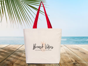 Beach Canvas Bags  19"W x 16"H x 4"L - Travel and Beach Bags - Welcome Wedding Bag