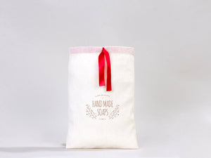 Personalized Logo Printed Cotton Bags – 8 W x  12 H  (20 cm " x 30 cm ") Red Double Drawstring Pouch Bags,  Custom Party Favor Bags for Bridal Gifts