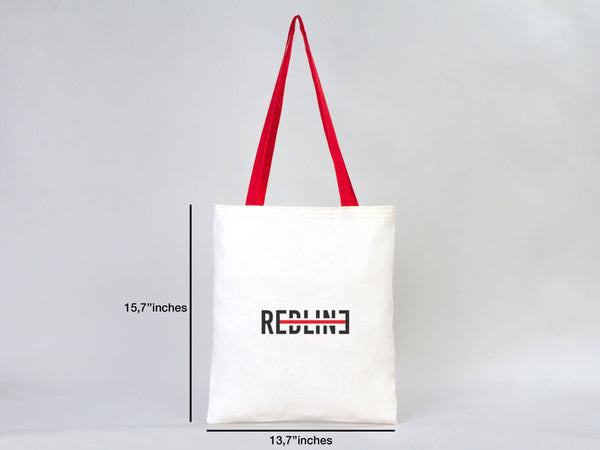 Custom Cotton Tote Bag with Red Handles – 14"x16" Personalized Logo Bag