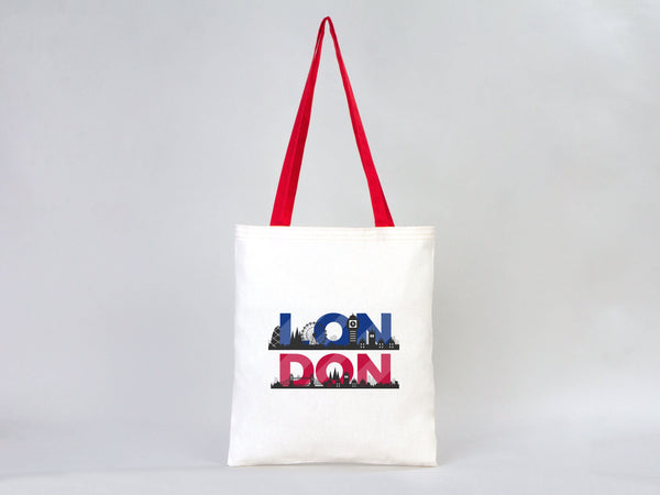 Custom Cotton Tote Bag with Red Handles – 14"x16" Personalized Logo Bag
