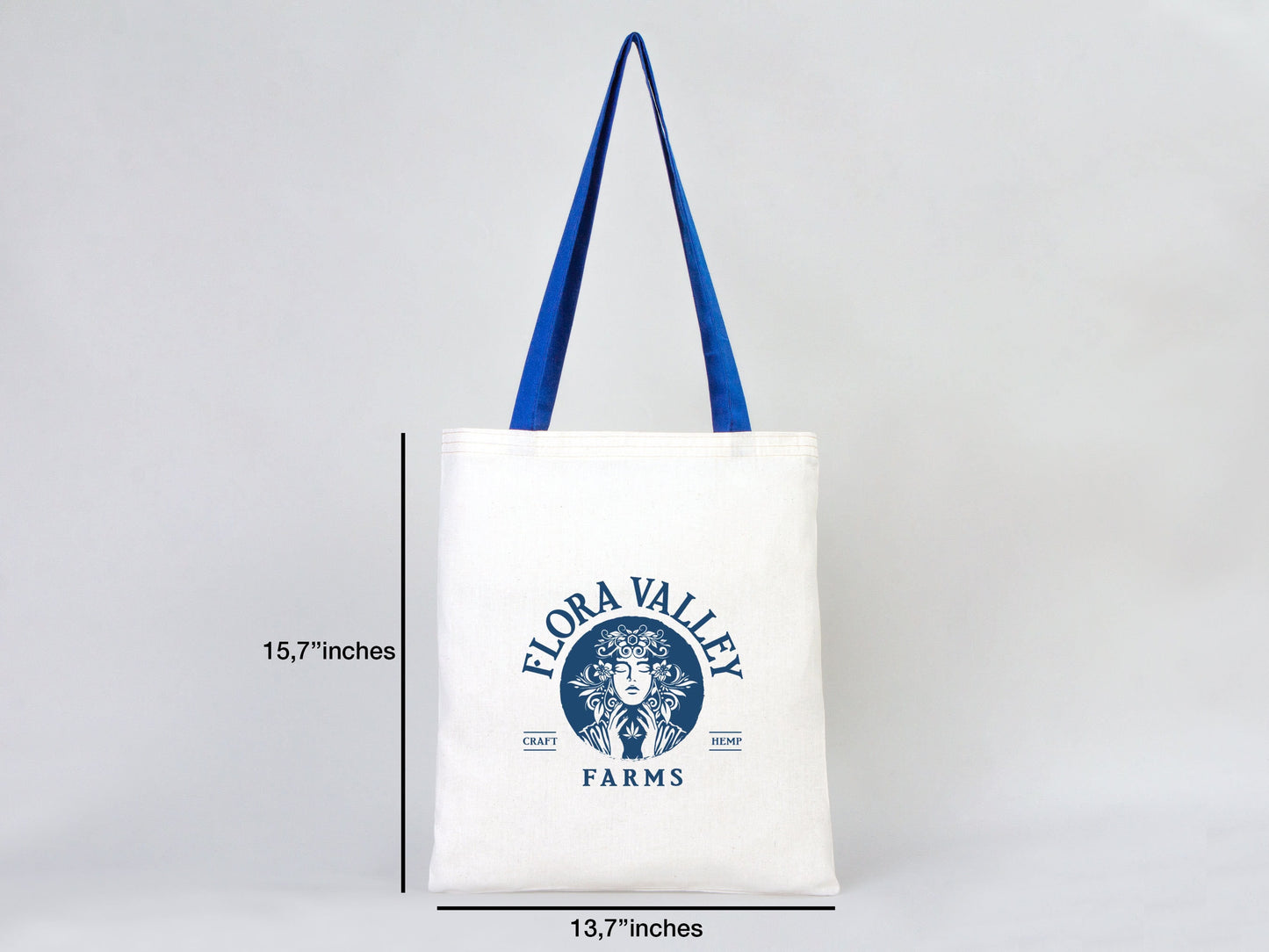 Custom Tote Bag -  16"W x 14"H (40 cm x 35 cm)  Promotional Blue Tote Bag - Wholesale Tote Bags with Your Logo - Shopping Bag