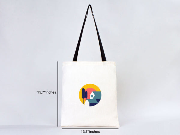 Custom Cotton Tote Bag 14"x16" with Black Handles – Personalized Logo & Promotional Bag