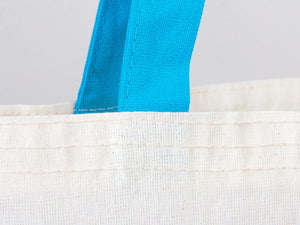 Custom Cotton Tote Bag with Turquoise Handles – 14"W x 16"H | Wholesale Organic Tote Bags