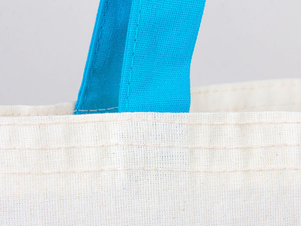 Custom Cotton Tote Bag with Turquoise Handles – 14"W x 16"H | Wholesale Organic Tote Bags