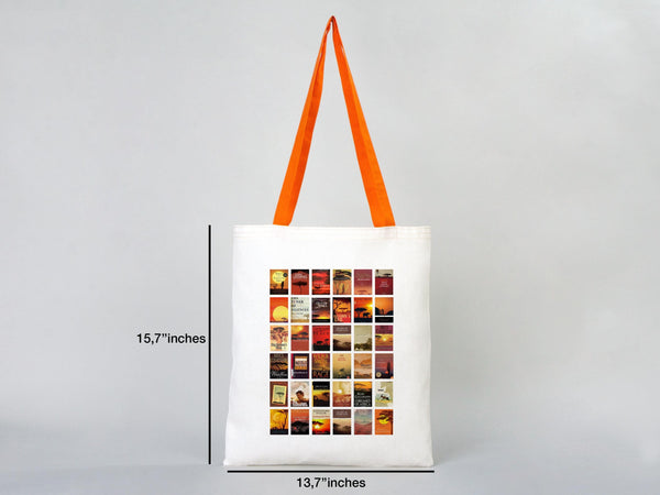 Printed Tote Bags with Orange Handles – 14"x16" Custom Cotton Logo Bags