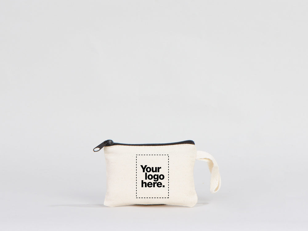 Custom Coin Purse, 5"W x 3"H (12 cm x 8 cm) Zippered Coin Pouch Bag, Linen Coin Purse with Zipper, Promotional Pouch